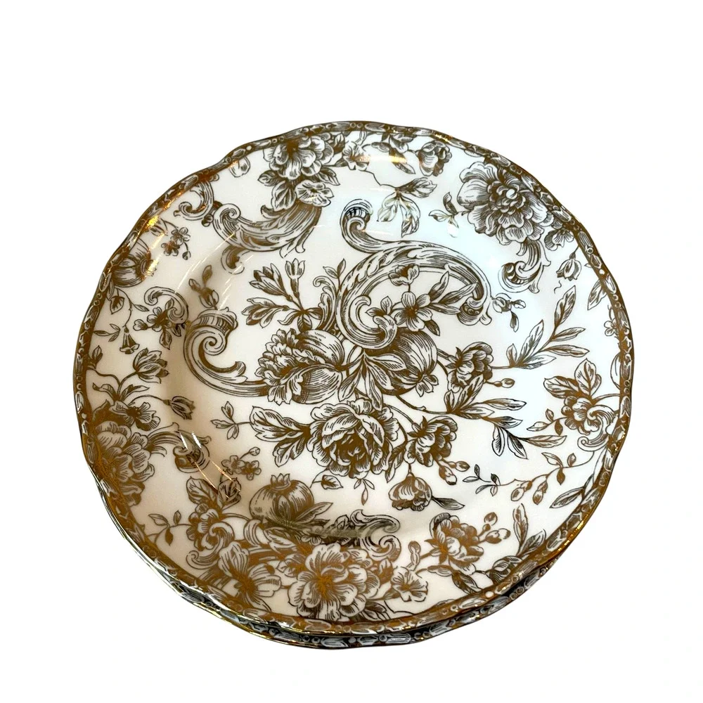 222 Fifth Hawthorne Gold 8.5” Salad Plates Set of 4 NEW